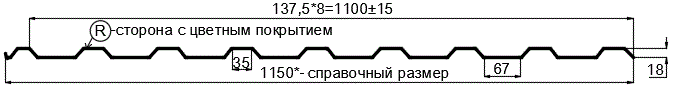 Фото: Профнастил МП20 х 1100 - R (ПЭ-01-7016-0.4±0.08мм) в Лосино-Петровском